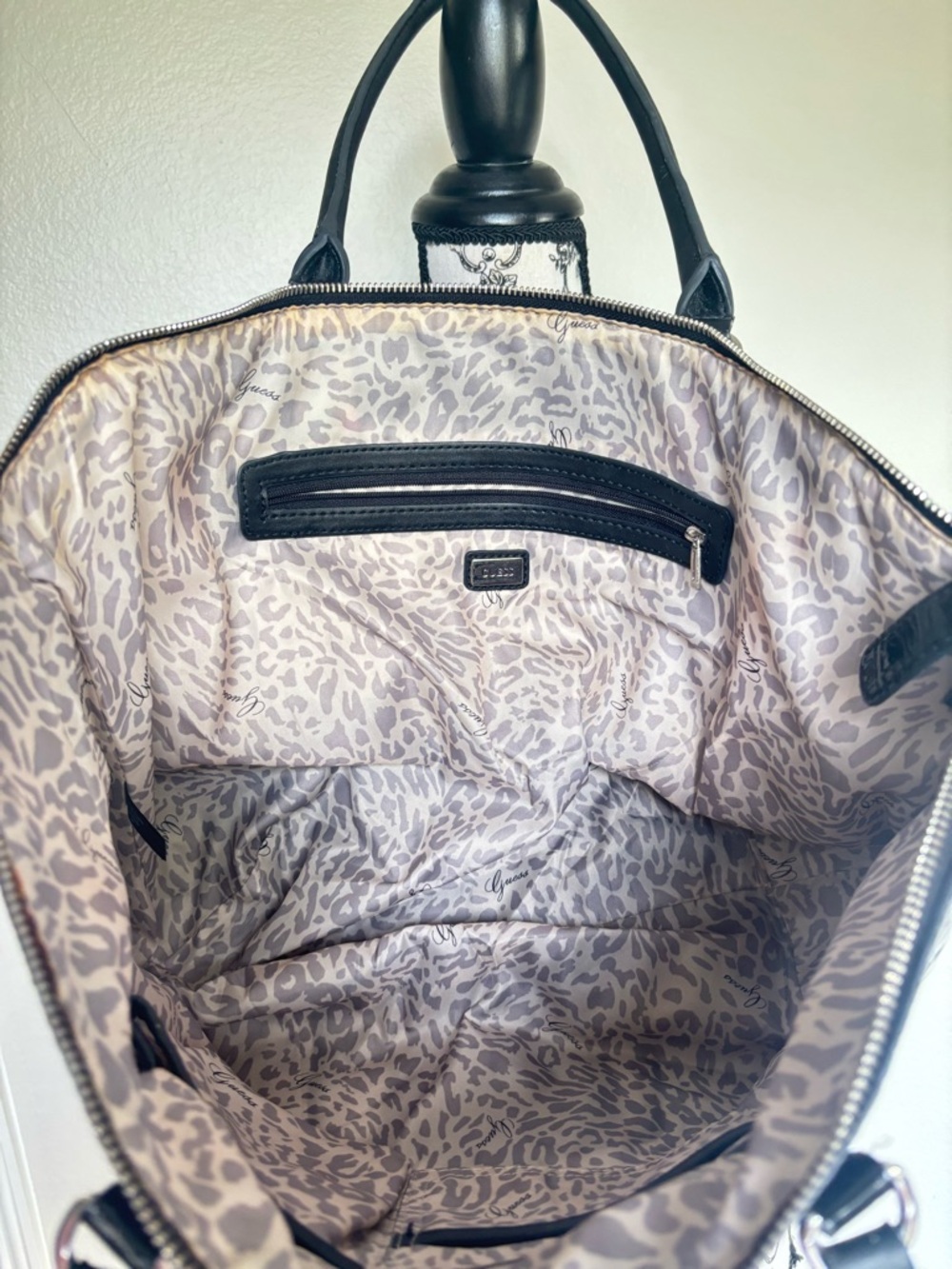 Guess Black Croc-Embossed Patent Tote - Picture 11 of 13